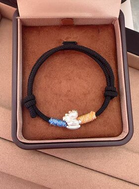 立大福新款编织手绳足银