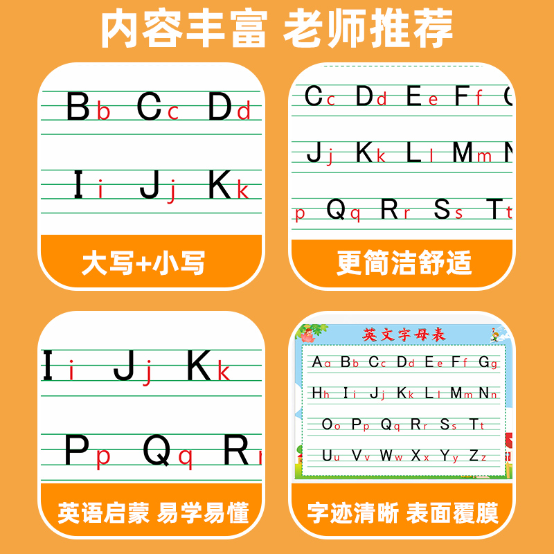 26个英文字母表挂图小学生二十六个英语abcd儿童拼音大小写墙贴 - 图1