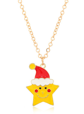 欧美跨境饰品 创意卡通滴油彩色圣诞老人圣诞麋鹿耳环项链套装