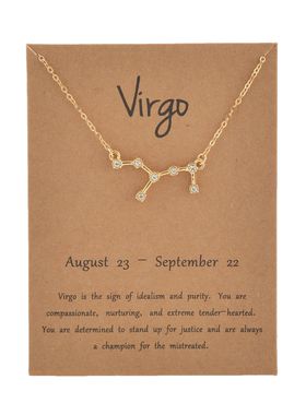 跨境新款金色星空图版十二星座水钻纸卡项链个性星座项链锁骨链女