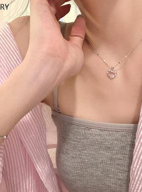 夏季爱心锆石项链女轻奢