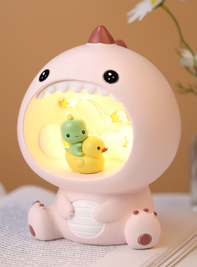 网红同款恐龙星星灯桌面床头柜装饰树脂摆件创意生日礼物少女心