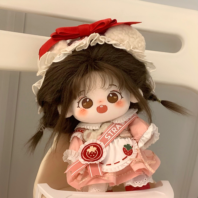 原创棉花娃娃20cm娃衣小熊莓烦恼可爱甜妹连衣裙女孩礼物玩偶衣服 - 图0