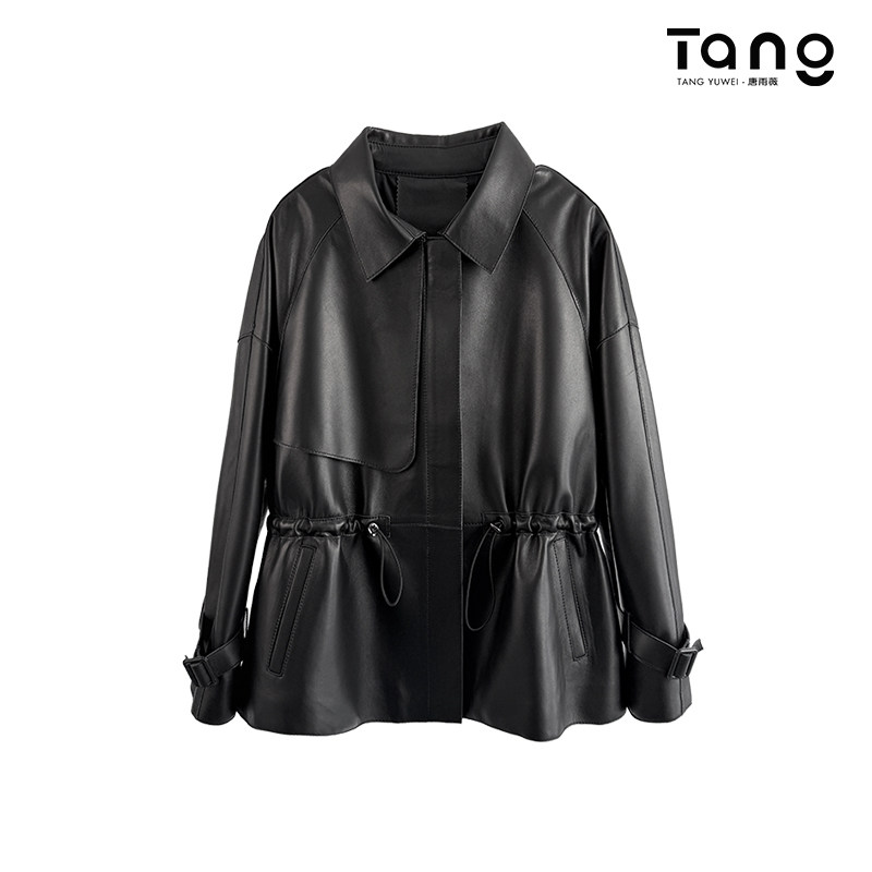 真皮绵羊皮女短款翻领皮外套休闲通勤小夹克海宁真皮皮衣时尚大衣,淘宝优惠券,粉丝福利购,淘宝优惠卷