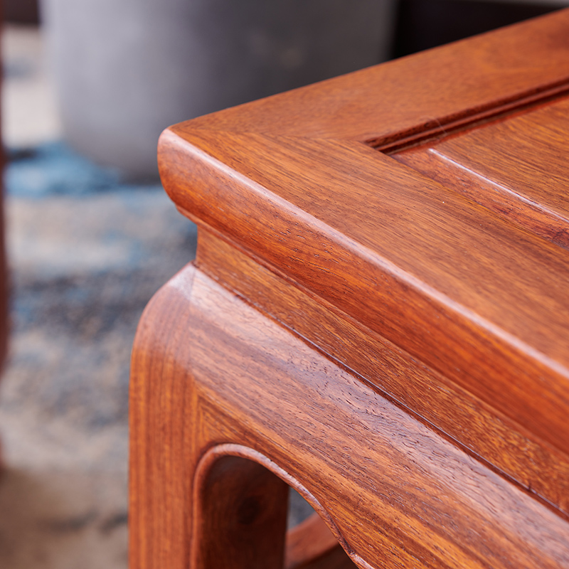 刺猬紫檀中式鼓腿彭牙方凳红木换鞋凳实木家用矮凳舒适花梨木凳子-图0