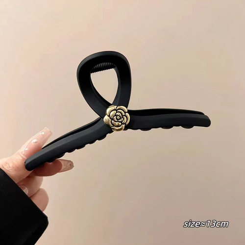 抓夹女2025新款高级感八字带花大号头发鲨鱼夹半扎发夹发量少高端 - 图3
