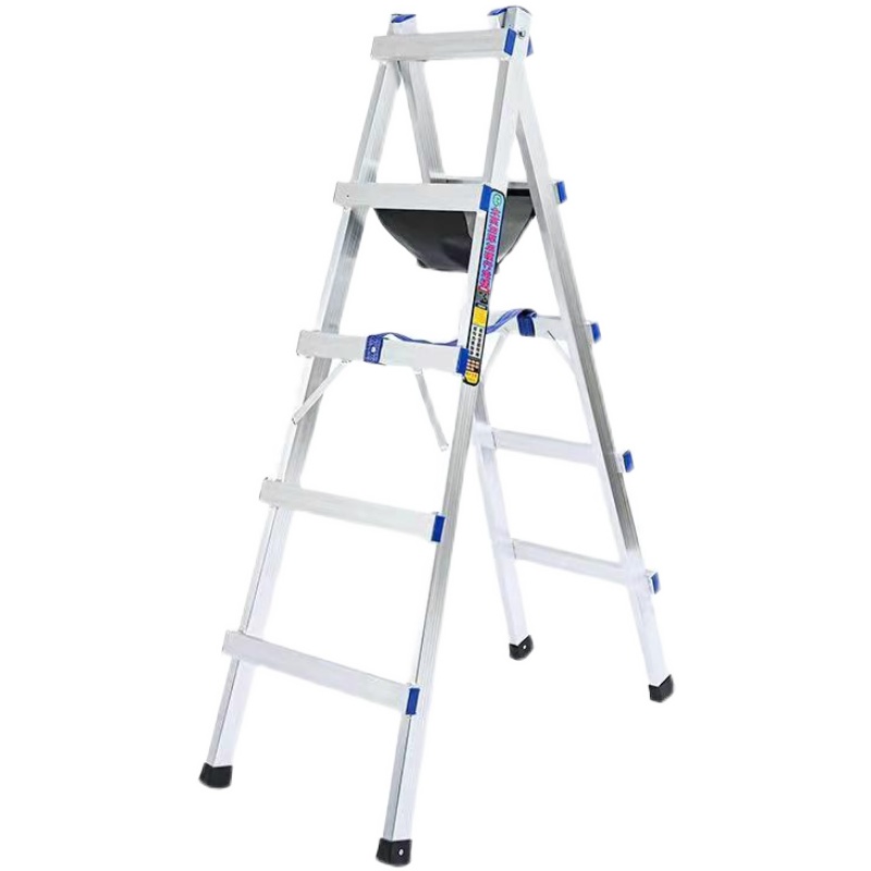 可以行走的梯子铝合金人字梯加厚焊接折叠家用装修木工移动工程梯 - 图2
