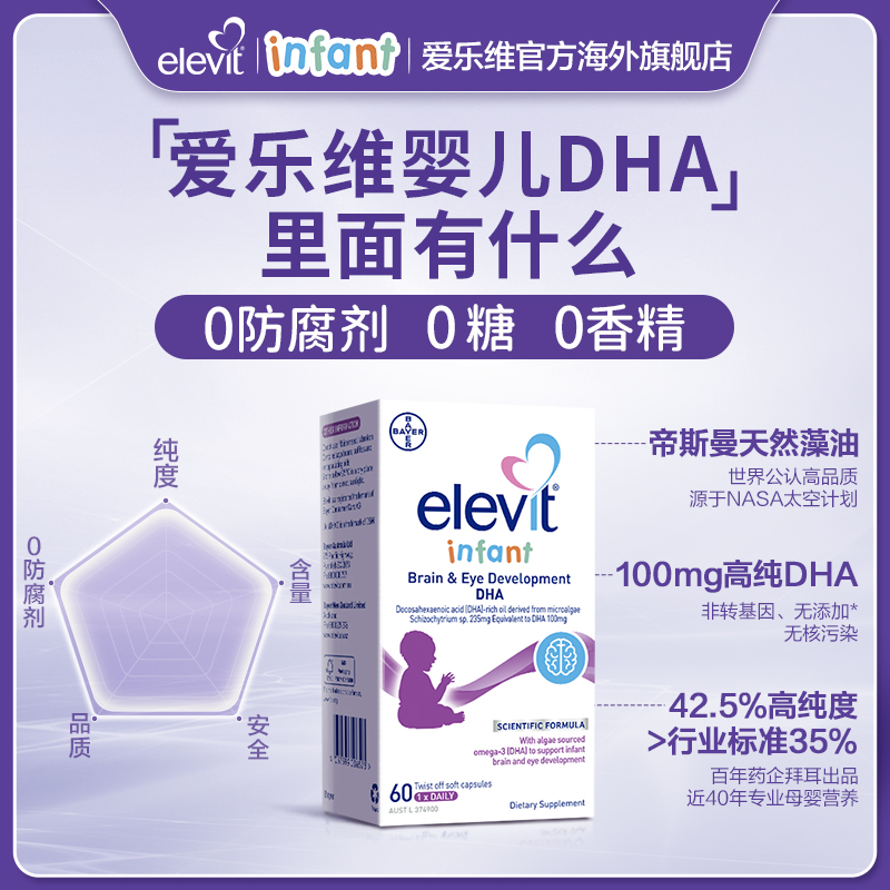 【旗舰店】Elevit澳版小爱乐维婴儿DHA海藻油专用儿童宝宝幼儿DHA - 图0