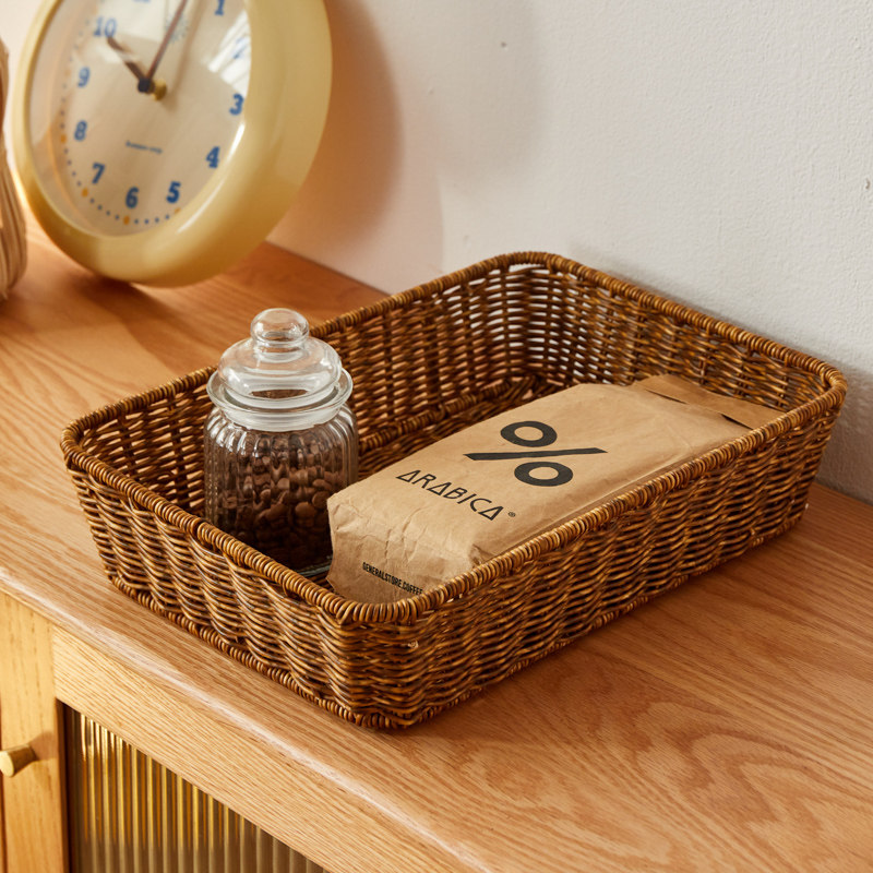 仿藤编零食收纳筐家用客厅水果收纳篮桌面收纳盒酒店商超储物篮,淘宝优惠券,粉丝福利购,淘宝优惠卷