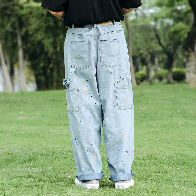 MindError ME Splash Jeans 美式泼墨做旧街头滑板裤工装牛仔裤男 - 图2