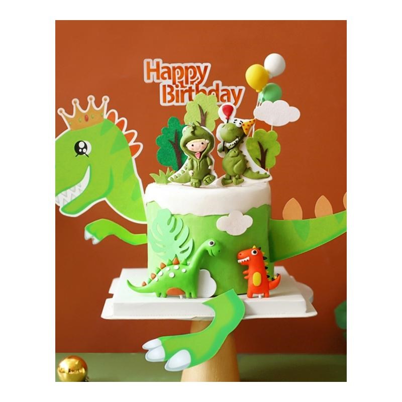 Cake Decor Cartoon Coco Tree Leaf Dinosaur Boy's Birthday Ca - 图3