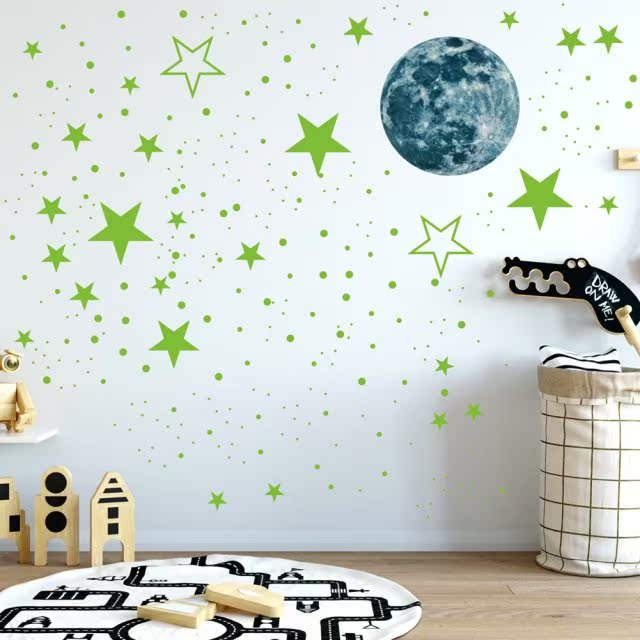 435pcs/set Luminous 3D Star Moon Dot Wall Stickers Kids Room - 图2