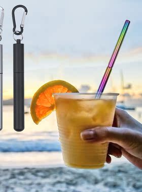 Outdoor Collapsible Telescopic Stainless Steel Straws Suit C