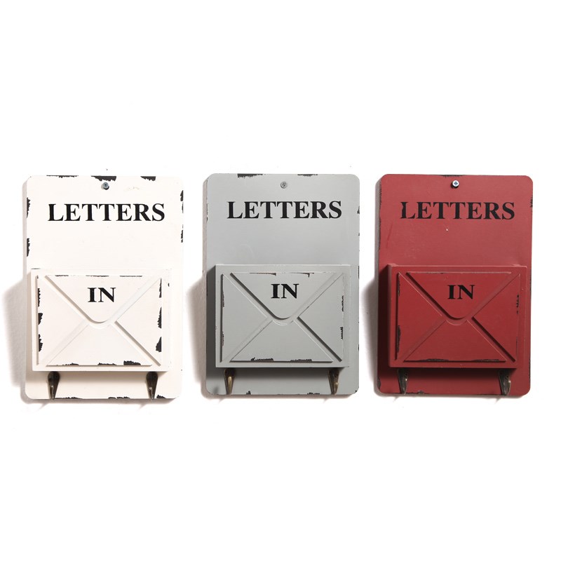 MIRI NEW Wooden Box Wall Storage Hook Vintage Letter Box Han - 图0