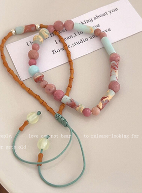 撞色寿山石串珠中式国风叠戴手饰