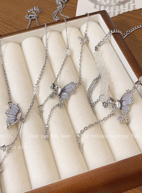 蝴蝶吊坠甜酷辣妹流苏颈链配饰新