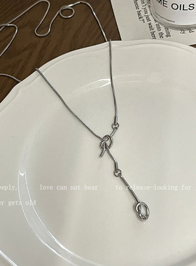 简约打结长款调节钛钢秋冬毛衣链