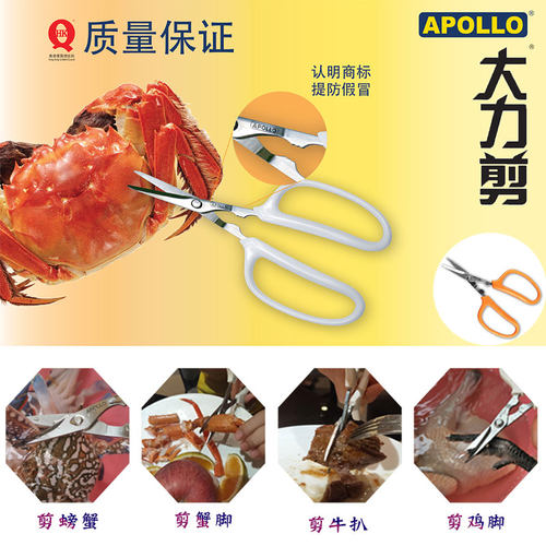 APOLLO厨房剪刀吃蟹工具三件套吃螃蟹剥蟹多功能家用不锈钢 - 图2