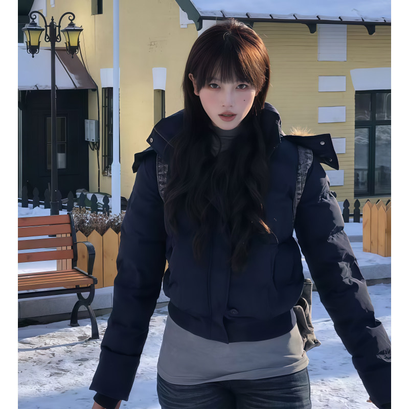 菲奥娜藏青色短款小个子棉服女2025冬季新款高级显瘦棉衣加厚外套,淘宝优惠券,粉丝福利购,淘宝优惠卷