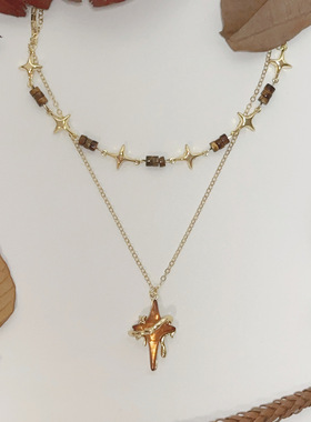 美拉德星芒项链虎眼石双层叠戴