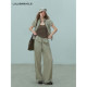Lulusmiracle Old Time Summer Fashion Versatile Pants Casual Pants Workwear Functional Style Stand Collar Suit