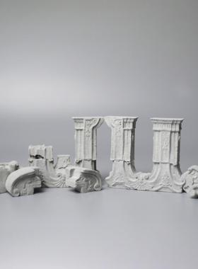 混凝土摆件圆明园大水法欧式建筑废墟模型工艺品桌面造景摄影道具