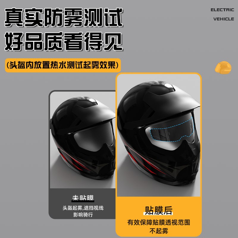 适用ava头盔防雨膜g318/王朝摩托车全盔防雾贴电动车半盔防水贴膜 - 图1