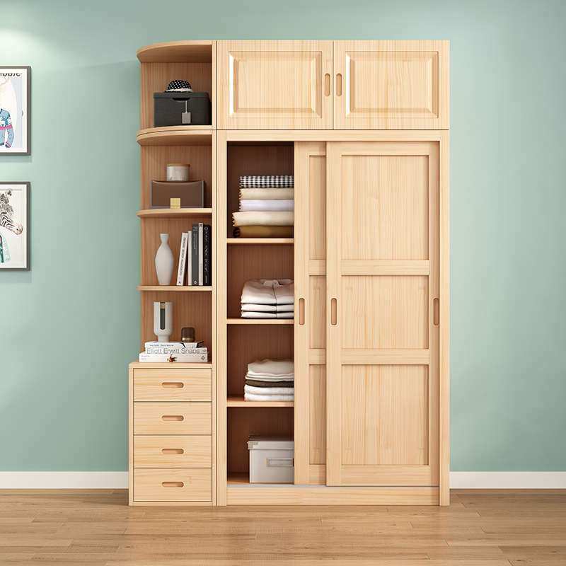实木衣柜a家用卧室松木移门儿童柜子原木推拉门简易小户型组装衣,淘宝优惠券,粉丝福利购,淘宝优惠卷