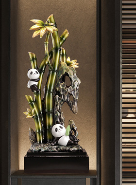 熊猫节节高升装饰品客厅电视柜酒店玄关竹子摆件创意熊猫摆件礼物