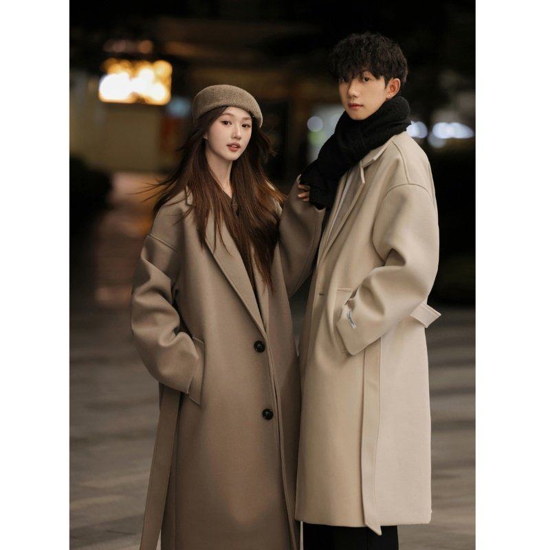 冬季新款顺毛呢子大衣男长款过膝韩版宽松帅气毛呢外套男英伦风衣,淘宝优惠券,粉丝福利购,淘宝优惠卷