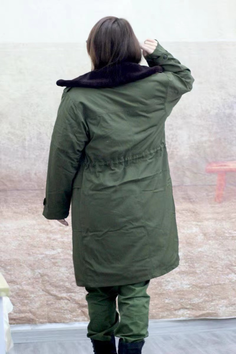 3502正品03羽绒大衣男女士东北君绿色棉大衣男冬季防寒加厚中长款 - 图1