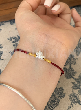 足银999马上有钱纯银红绳手链卡