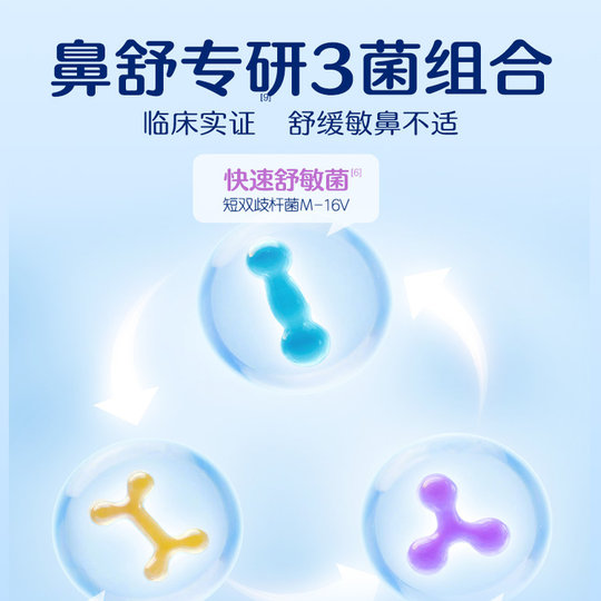 Probióticos infantiles oficiales Biostime Xiaobishu acondicionadores y calmantes cambio de estación nasal inmunidad hipersensible Minbao 2g * 7 tiras