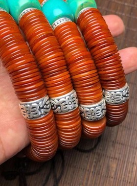 极速藏民把玩h包浆回流老件老牦牛骨超薄药片珠手串文玩骨头珠手