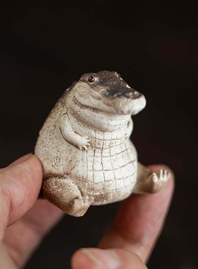 紫砂鳄鱼小动物桌面摆件