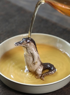 手工紫砂站姿小鳄鱼创意桌面摆件手工雕塑工艺品办公室工位装饰