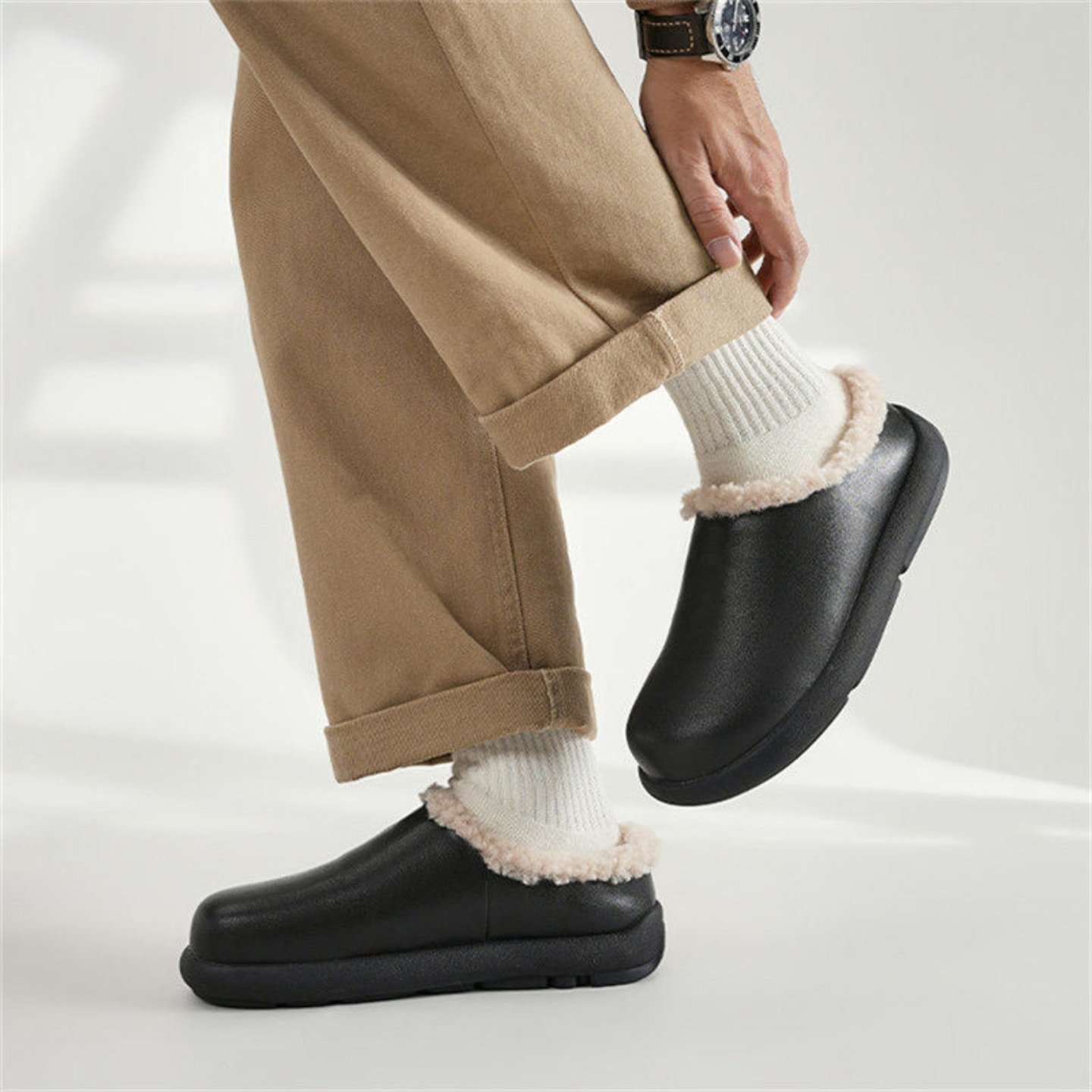 正品黑色防水小土豆勃肯鞋男2026冬季新款厚底半拖棉鞋毛绒雪地靴,淘宝优惠券,粉丝福利购,淘宝优惠卷