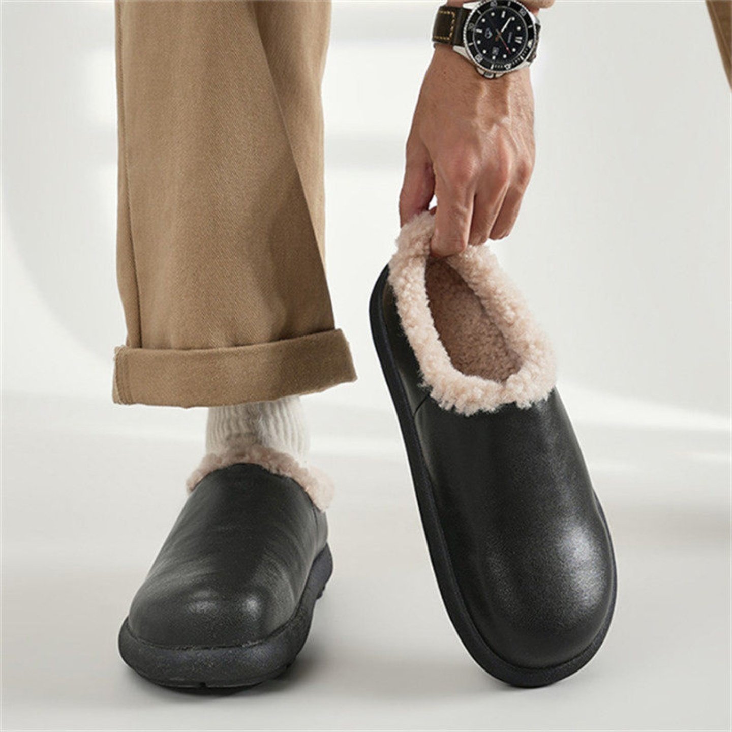 正品黑色防水小土豆勃肯鞋男2026冬季新款厚底半拖棉鞋毛绒雪地靴,淘宝优惠券,粉丝福利购,淘宝优惠卷