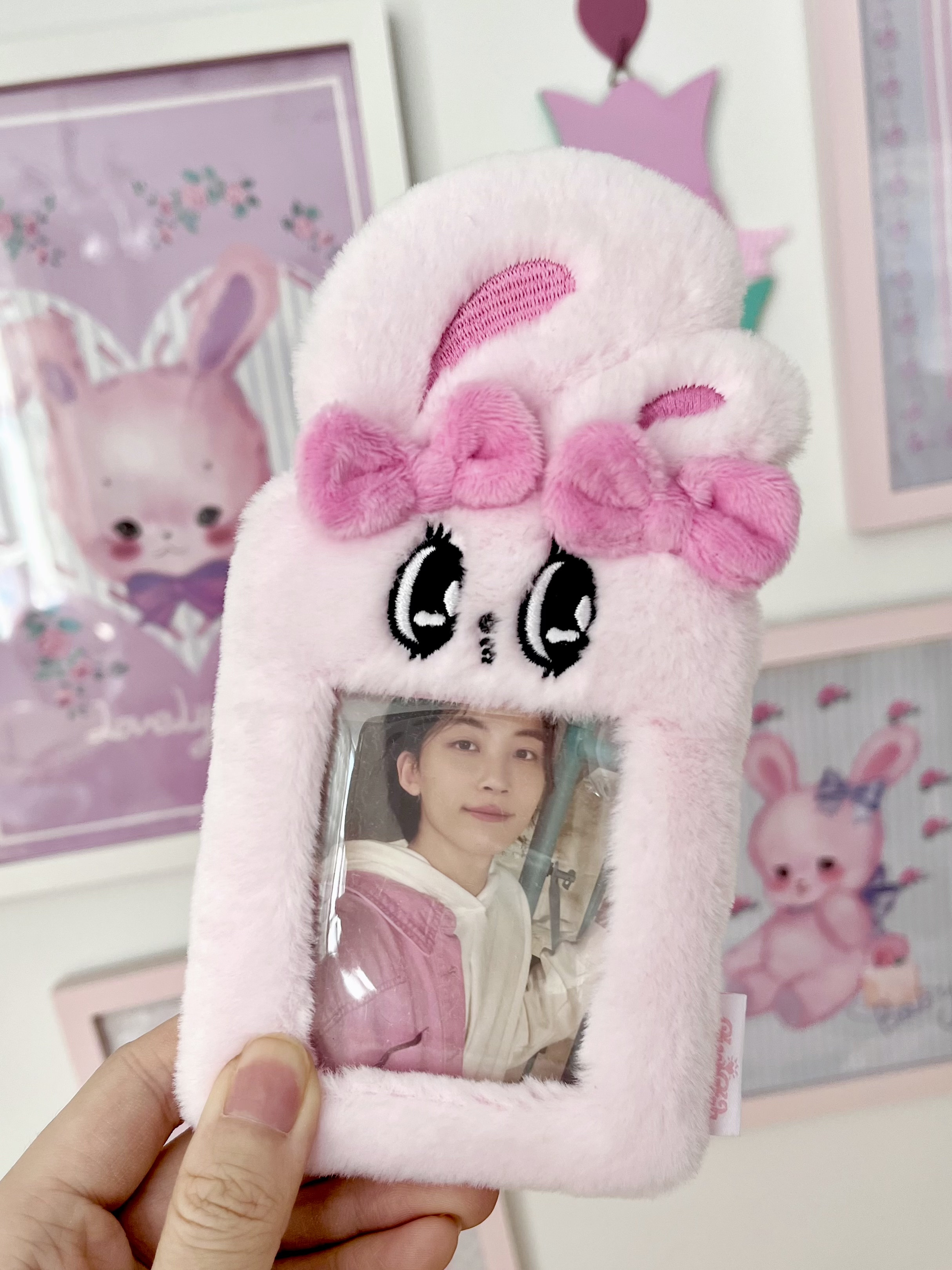 正版艾丝乐小兔联名毛绒卡套3寸小卡追星爱豆饭卡证件套咕卡挂件 - 图2