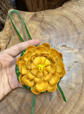头层牛皮荷花莲花包挂件荷叶昙花书包挂饰箱包配饰向阳花背包配饰