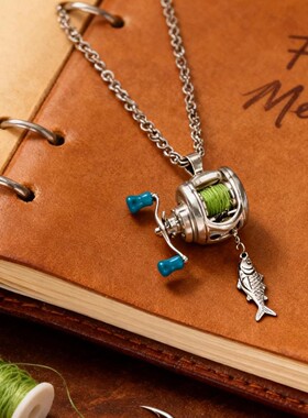 跨境奇趣个性迷你路亚Fishing Reel Jewelry Set线轮首饰套装项链