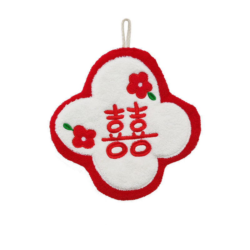 结婚擦手巾喜字小花挂式毛绒柔软吸水家用情侣陪嫁喜庆擦手毛巾,淘宝优惠券,粉丝福利购,淘宝优惠卷