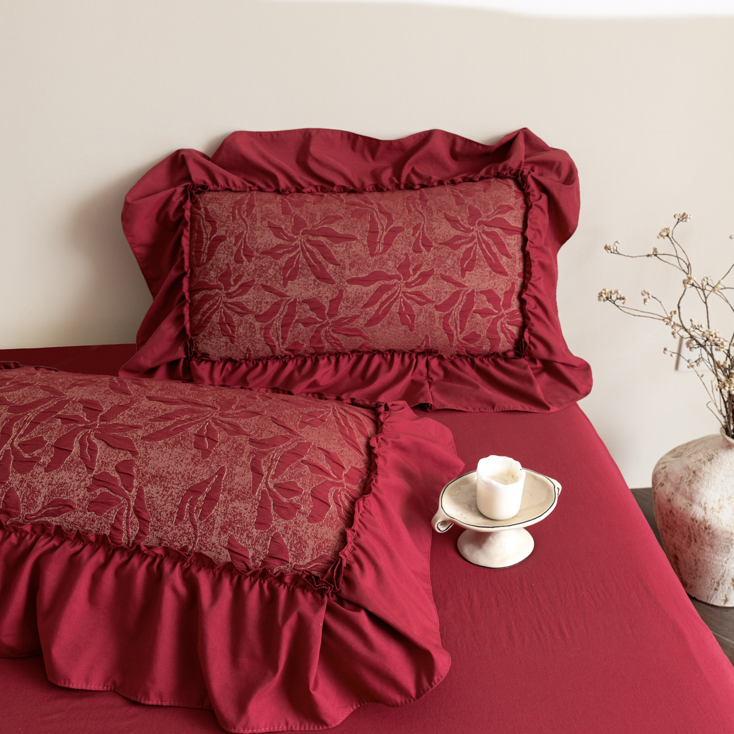 French 100S red wedding four-piece set 2026 wedding quilt