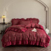 French 100S red wedding four-piece set 2026 wedding quilt
