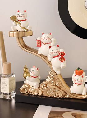 速发五福柜意招财猫摆电家居客厅酒如件视柜装饰品乔迁新居