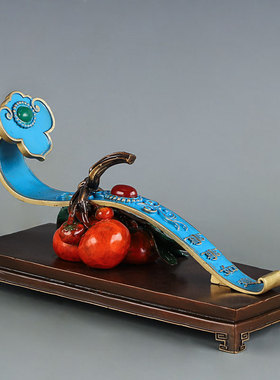 速发事事如意摆件鎏金纯铜办子工艺品柿柿如家意用客厅柿公室装饰