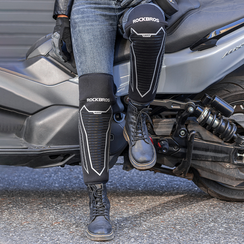 洛克兄弟摩托车保暖护膝加厚防风男女冬季电动车防寒护腿骑士装备 - 图0