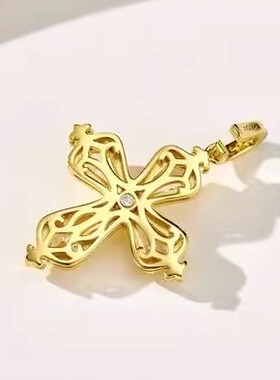 银镀18K金轻奢十字架剑形钻项链