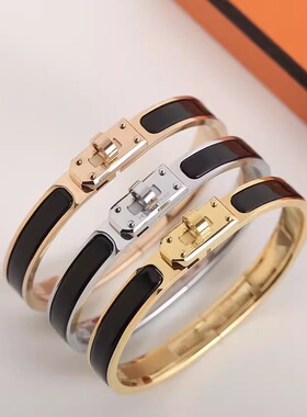 男女银镀金爱马h家珐琅手镯子