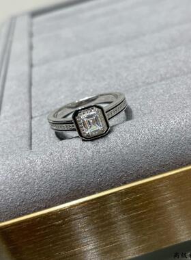 宝家经典黑边方块钻石戒指男女